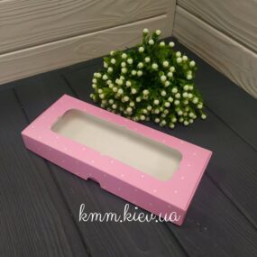 Коробка с окном Розовая в горошек