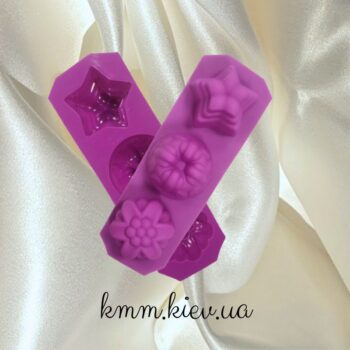 Силиконовая форма планшет Кекс, цветок и звезда