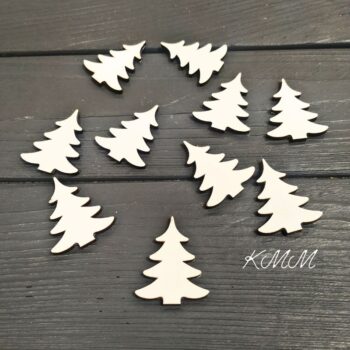 Елочка белая деревянная декоративная 40х30мм