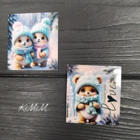 Открытка бирка Мишки