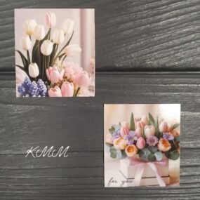 Открытка бирка For you (Для тебя) весений букет