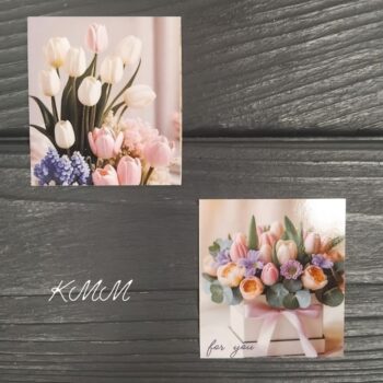 Открытка бирка For you (Для тебя) весений букет