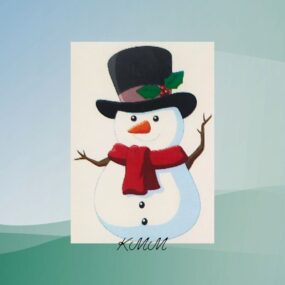 Картинка на водорастворимой бумаге Снеговик в шляпе