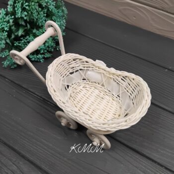 Кашпо Коляска с белой лентой