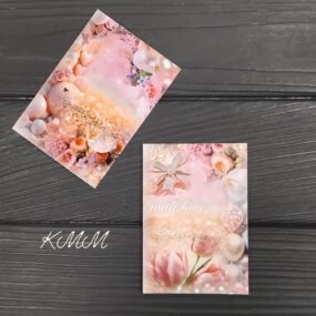 Открытка подкладка With love тюльпаны 100ммх70мм