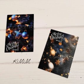 Открытка Merry Christmas and Happy New Year (синяя, шарики)