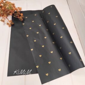 Бумага тишью Золотой горох на черном