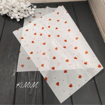 Бумага тишью Сердце красное на белом