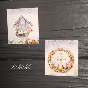 Открытка бирка Happy Easter Скворечник